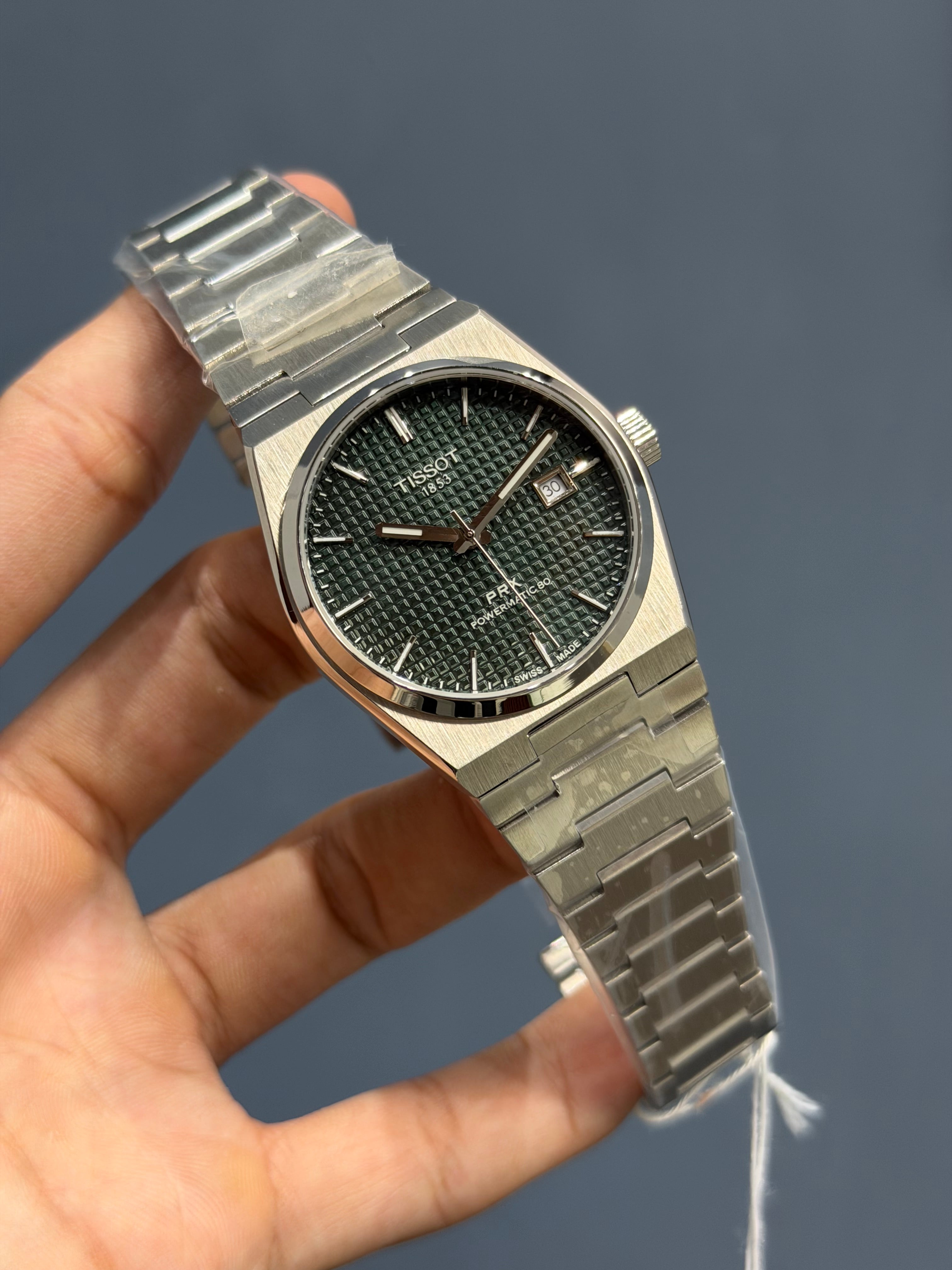 NEW COLLECTION SILVER WITH GREEN TEXTURED DIAL STAINLESS STEEL AUTOMAT ...