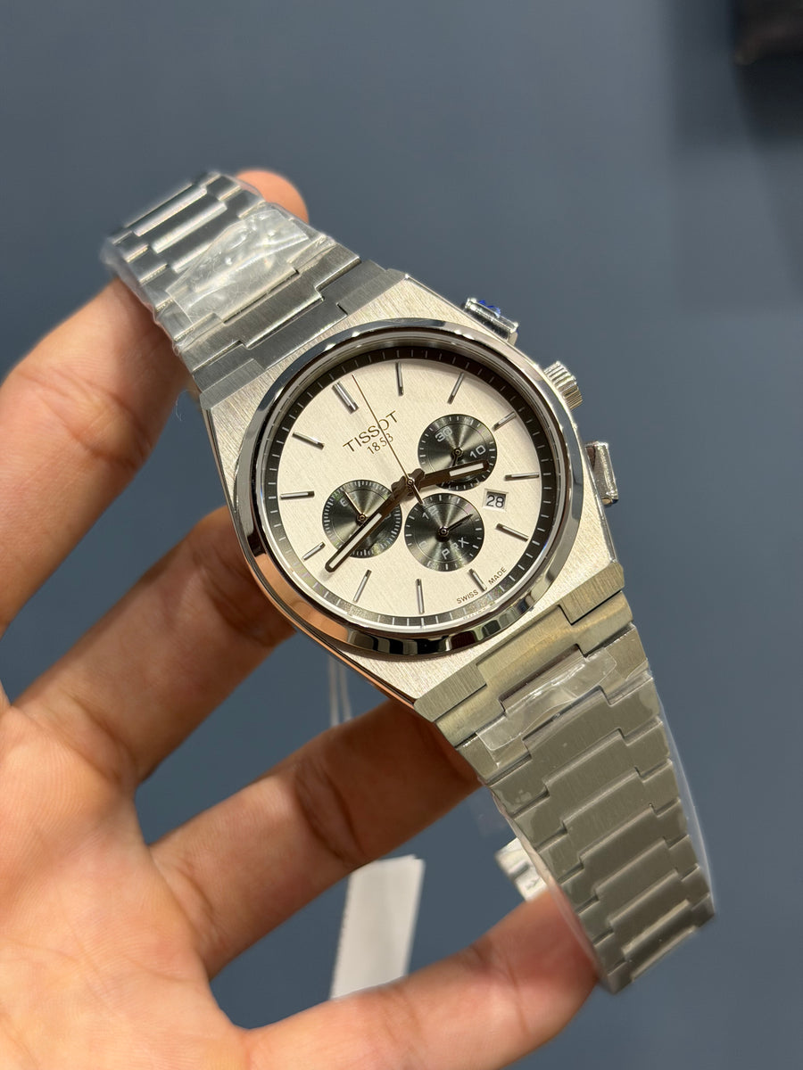 NEW COLLECTION CHRONO PRX SILVER WITH WHITE DIAL WATCH – Musa Watches