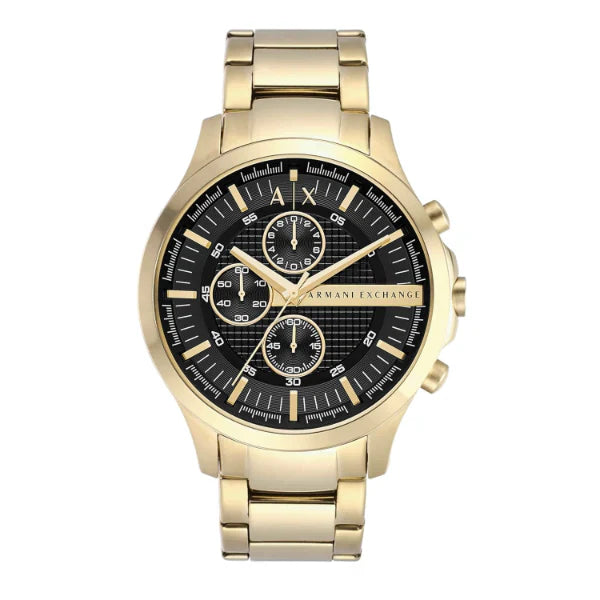 Armani Exchange Gold Stainless Steel Black Dial Chronograph Quartz Watch for Gents - AX2137