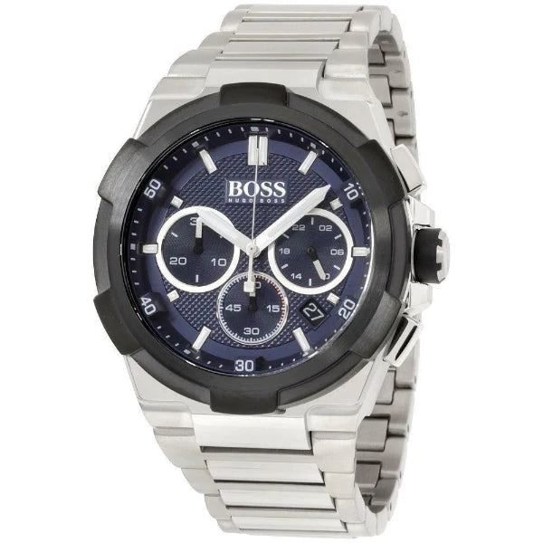 HUGO BOSS Supernova Silver Stainless Steel Blue Dial Chronograph Quartz Watch for Gents - 1513360