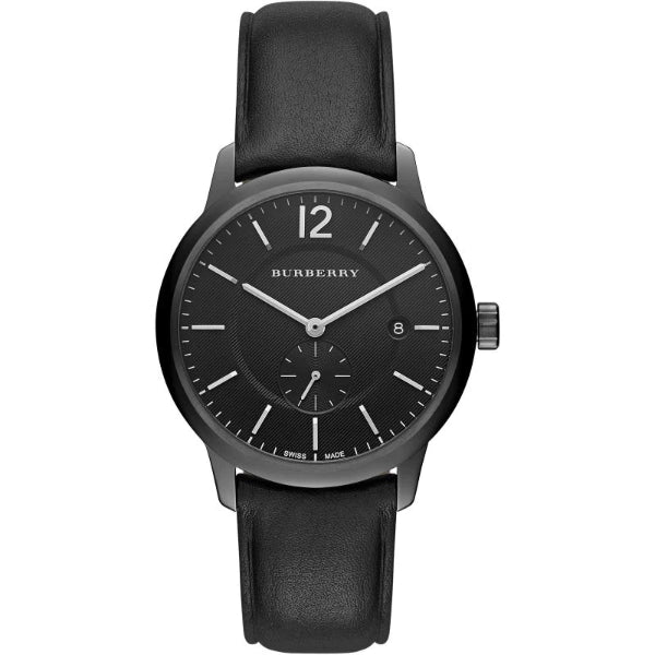 Burberry The Classic Black Leather Strap Black Dial Quartz Watch for Gents - BU10003