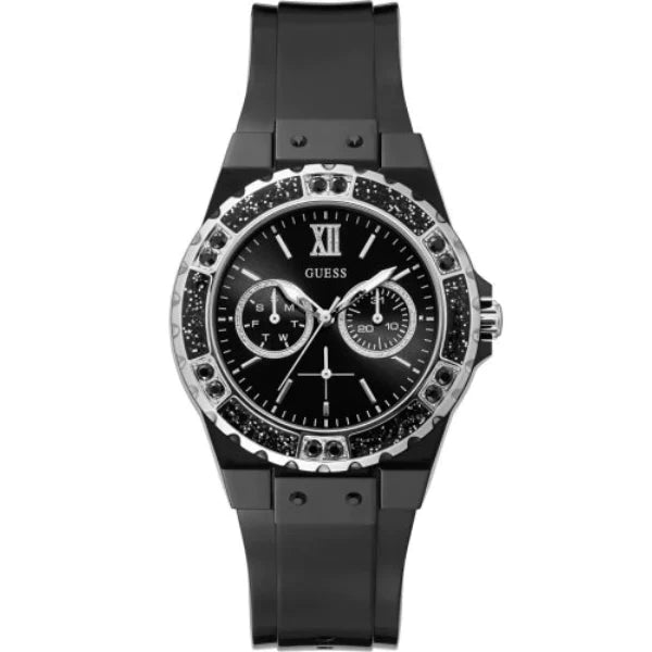 Guess Black Silicone Strap Black Dial Quartz Watch for Ladies - GW0041L5