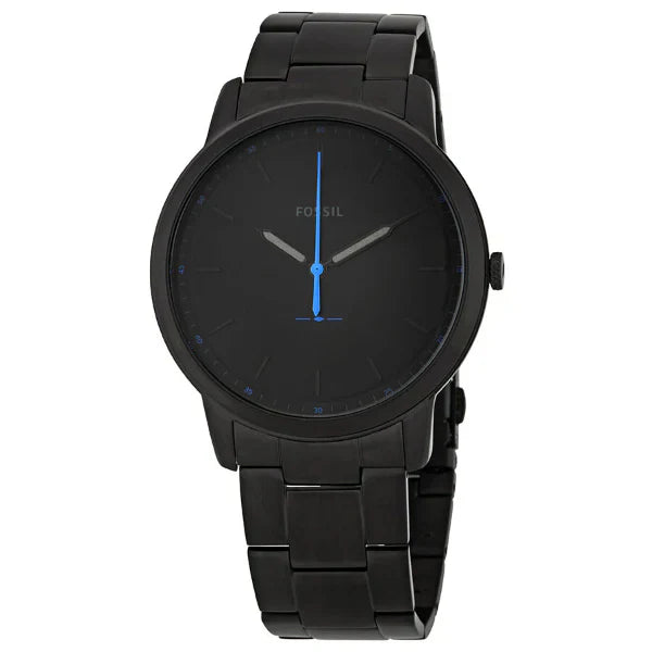 Fossil Minimalist Black Stainless Steel Black Dial Quartz Watch for Gents - FS5308