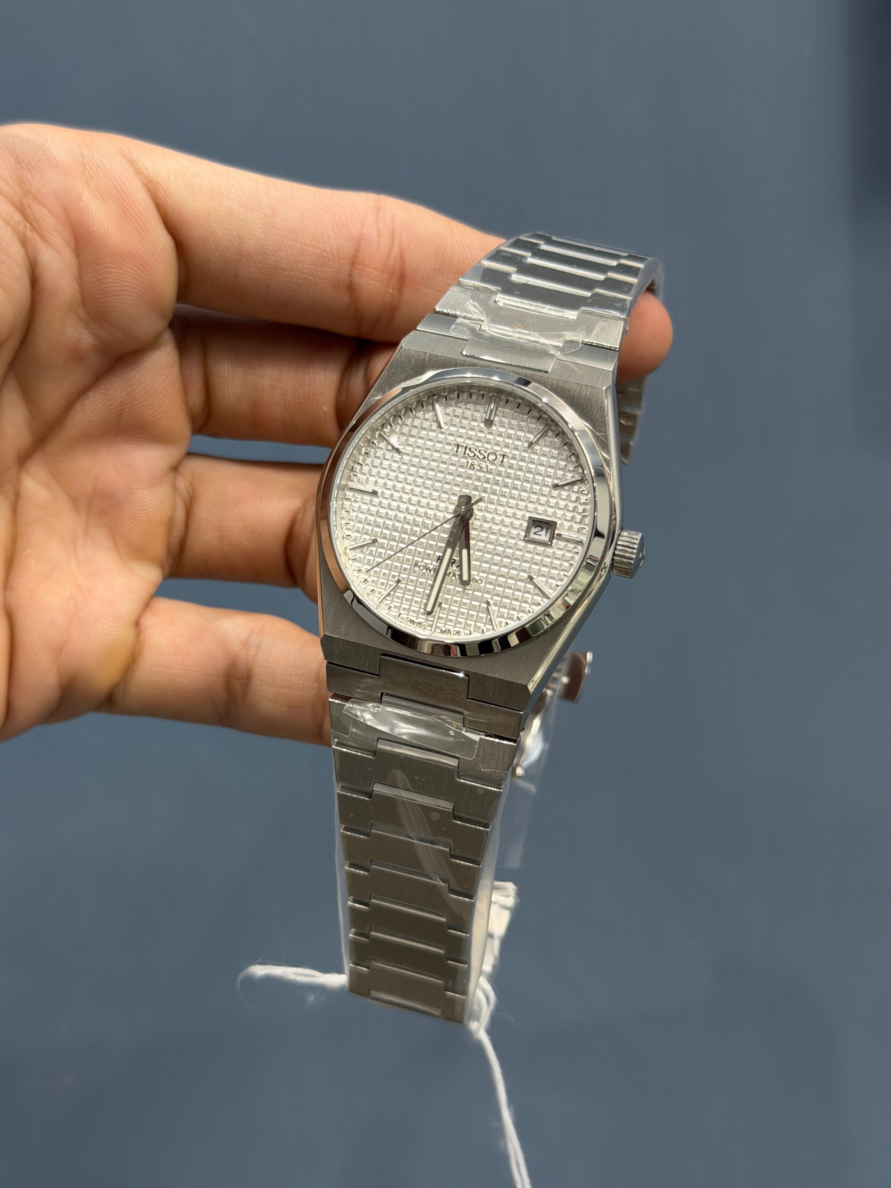NEW COLLECTION SILVER WITH WHITE TEXTURED DIAL STAINLESS STEEL AUTOMAT ...