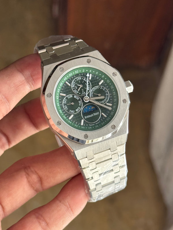 AP NEW MODEL CHRONO AUTO GREEN DIAL SILVER