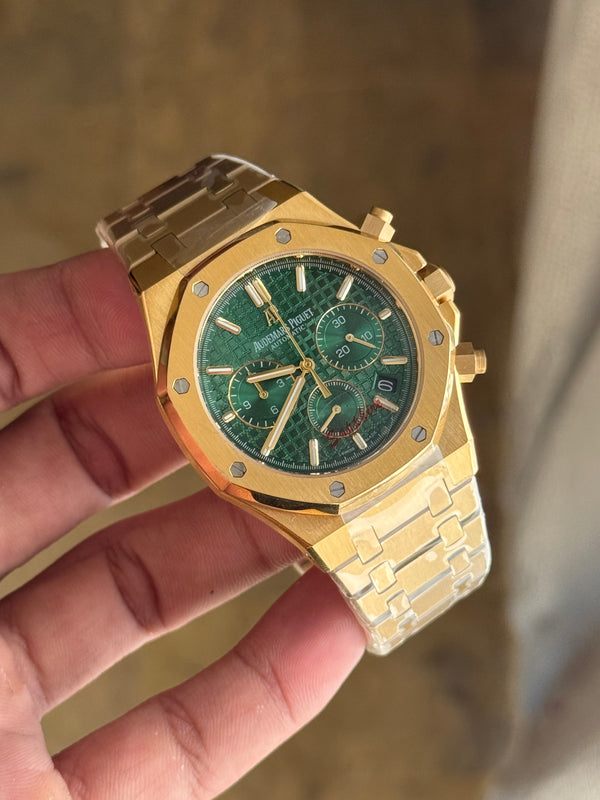 AP GREEN DIAL CHRONO GOLDEN BOX DIAL