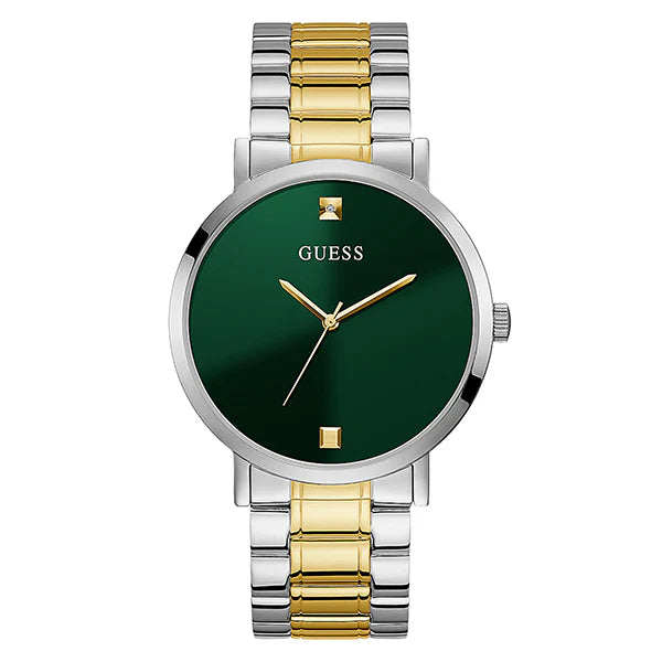 Guess Supernova Two-tone Stainless Steel Green Dial Quartz Watch for Gents -GW0010G2