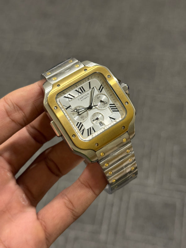 Santos Silver | Chrono | Gold White Case