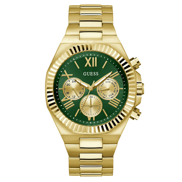 Guess Men’s Quartz Gold Stainless Steel Green Dial 44mm Watch GW0703G2