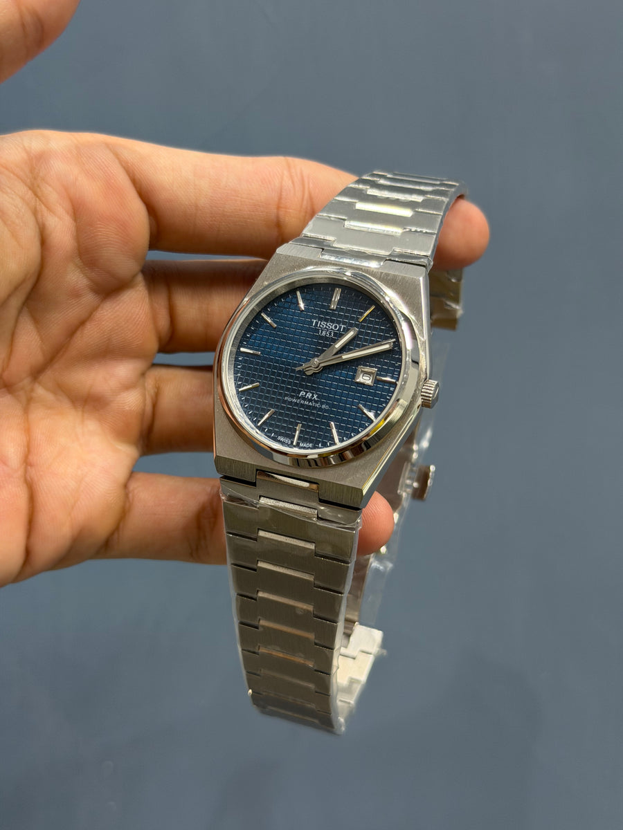 NEW COLLECTION SILVER WITH BLUE TEXTURED DIAL STAINLESS STEEL QUARTZ W ...
