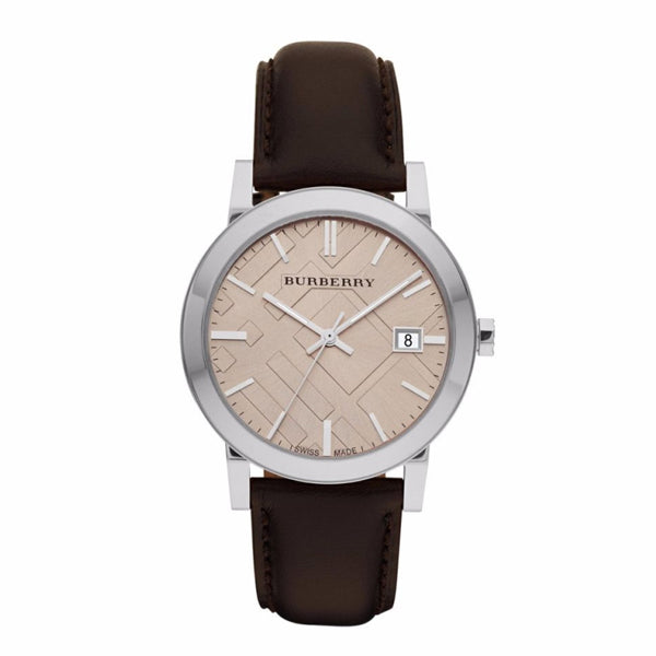 Burberry Heritage Brown Leather Strap Beige Dial Quartz Watch for Gents - BU1777