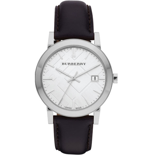 Burberry Black Leather Strap silver Dial Quartz Watch for Gents - BU9008