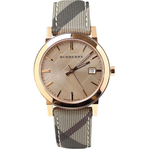 Burberry Multicolor Leather Strap Rose Gold Dial Quartz Watch for Gents - BU9040