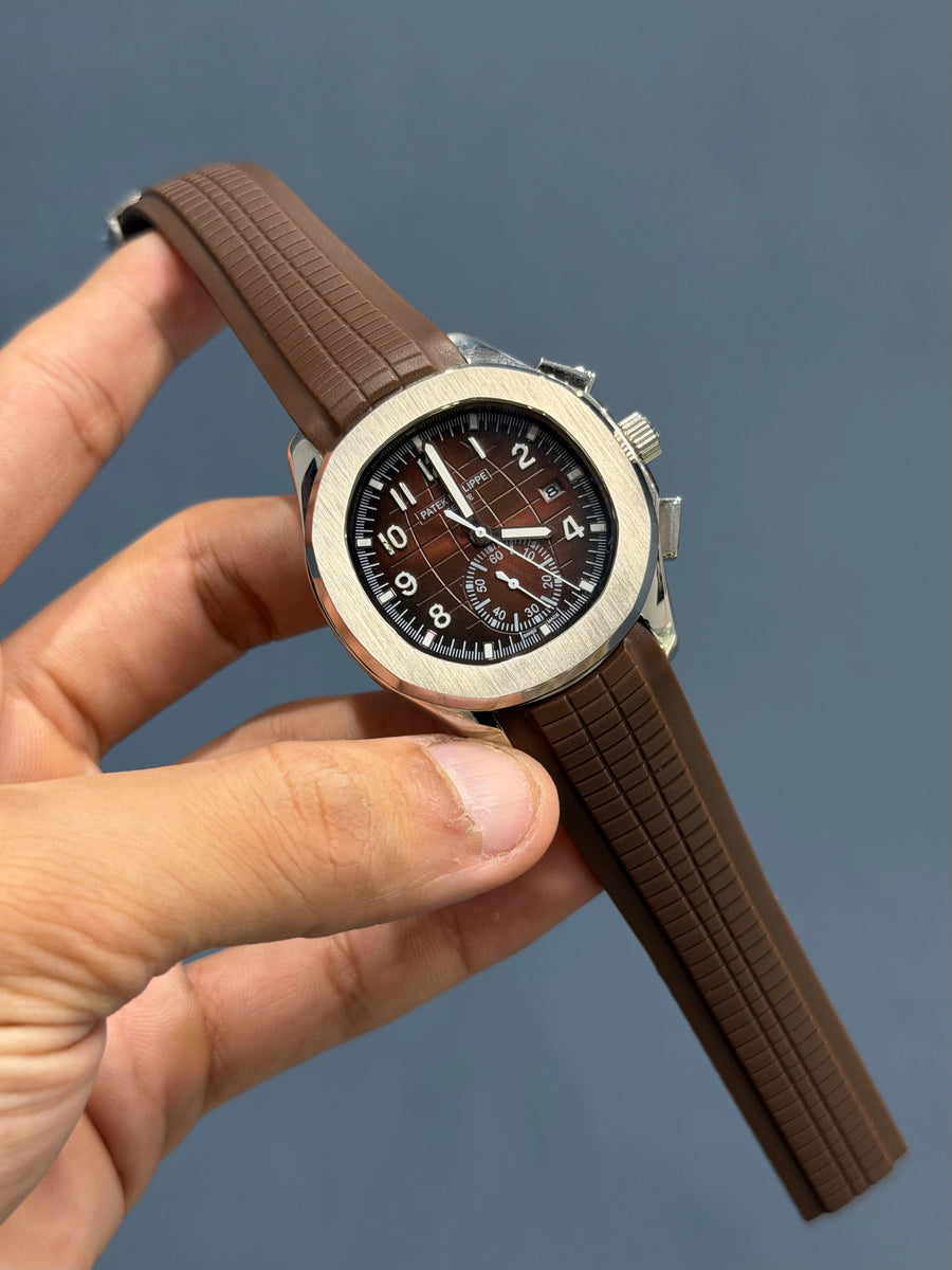 NEW COLLECTION SİLVER CASE WITH BROWN DIAL AND STRAP AUTOMATIC WATCH ...