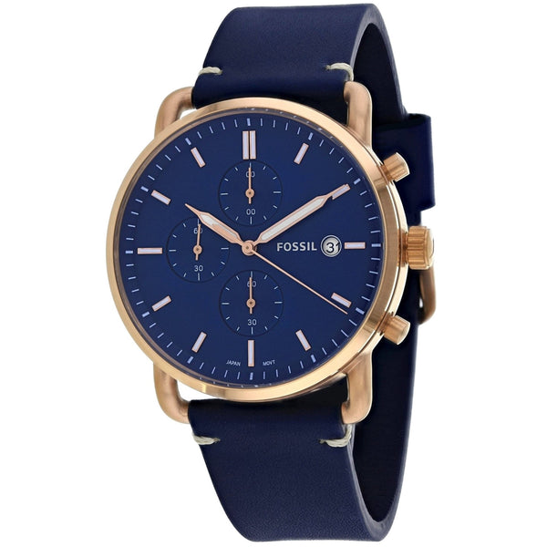 Fossil Commuter Blue Leather Strap Blue Dial Chronograph Quartz Watch for Gents - FS5404