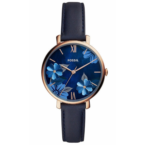 Fossil Jacqueline Blue Leather Strap Blue Dial Quartz Watch for Ladies - ES4673