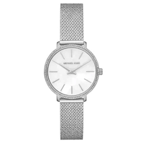 Michael Kors Pyper Silver Mesh Bracelet Mother Of Pearl Dial Quartz Watch for Ladies - MK4618