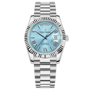 40mm Pagani Design Silver Stainless Steel Aqua Blue Dial Automatic Watch for Gents - PD1752