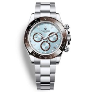 Pagani Design Silver Stainless Steel Aqua Blue Dial Chronograph Quartz Watch for Gents - PD1644