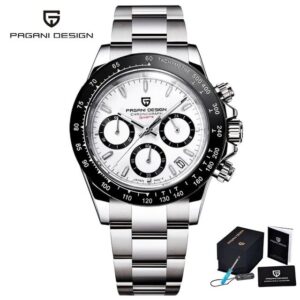 Pagani Design Silver Stainless Steel White Dial Chronograph Quartz Watch for Gents – PD1644