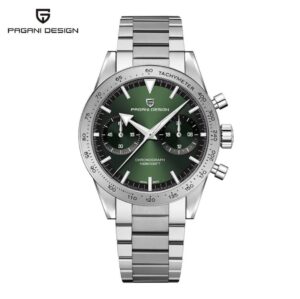 Pagani Design Silver Stainless Steel Green Dial Chronograph Quartz Watch for Gents - Pagani PD1766