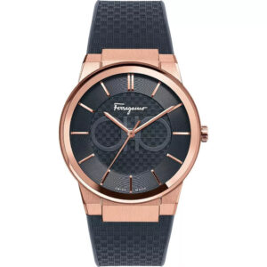 Ferragamo Contemporary Sapphire Black Rubber Strap Black Dial Quartz Watch For Gents - Sfhp00420