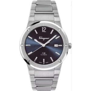 Ferragamo F-80 Silver Stainless Steel Black Dial Quartz Watch for Gents - SFDT00239