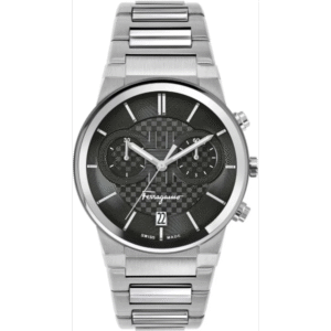 Salvatore Ferragamo Sapphire Silver Stainless Steel Black Dial Chronograph Quartz Watch for Gents - SFME00321