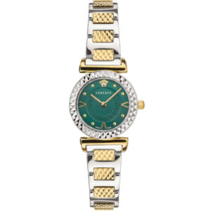 Versace Mini Vanity Two-tone Stainless Steel Green Dial Quartz Watch for Ladies - VEAA01320
