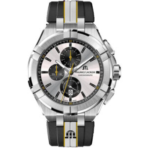 Maurice Lacroix Aikon Two-tone Silicone Strap Silver Dial Chronograph Quartz Watch for Gents - AI1018-TT030-130-K