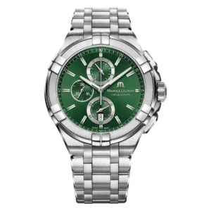 Maurice Lacroix Aikon Silver Stainless Steel Green Dial Chronograph Quartz Watch for Gents - AI1018-SS002-630-1