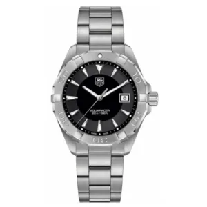 Tag Heuer Aquaracer Silver Stainless Steel Black Dial Quartz Watch for Gents - WAY1110BA0928
