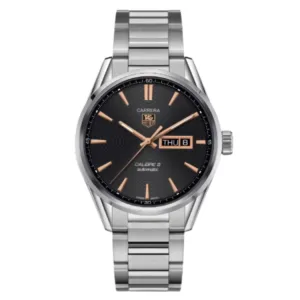 Tag Heuer Carrera Calibre 5 Silver Stainless Steel Black Dial Automatic Watch for Gents - WAR201CBA0723