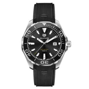 Tag Heuer Aquaracer Calibre 5 Black Rubber Strap Black Dial Quartz Watch for Gents - WAY101AFT6141