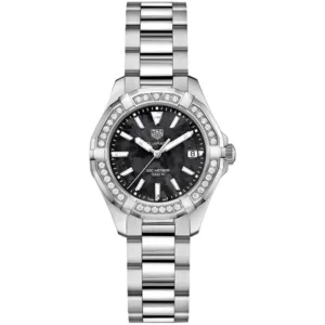 Tag Heuer Aquaracer Silver Stainless Steel Black Dial Quartz Watch for Ladies - WAY131PBA0748