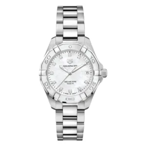 Tag Heuer Aquaracer Silver Stainless Steel White Mother of Pearl Dial Quartz Watch for Ladies- WBD1314.BA0740