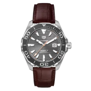 Tag Heuer Calibre 5 Brown Leather Strap Grey Dial Automatic Watch for Gents - WAY201M.FC6474