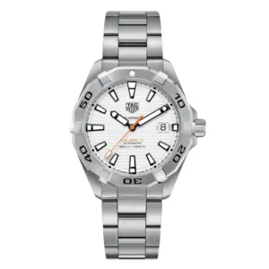 TAG HEUER Aquaracer Calibre 5 Automatic Stainless Steel Dive Watch – 41 mm White Dial WBD2111.BA0928