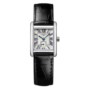 Longines Mini DolceVita Black Leather Strap Silver Dial Quartz Watch for Ladies - L5.200.4.71.2